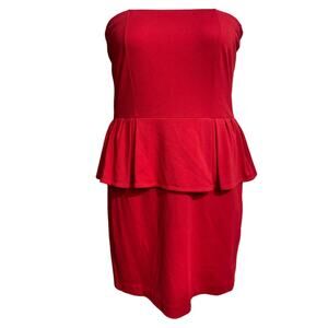 MNG by MANGO red strapless peplum dress Women's Small